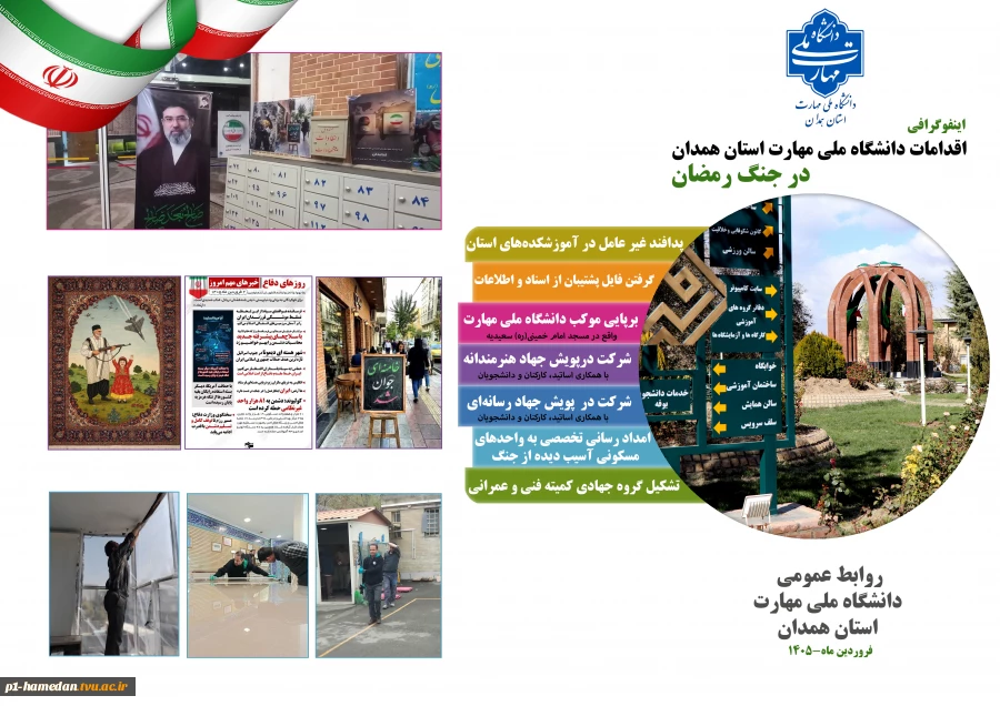 اینفوگرافی اقدامات دانشگاه ملی مهارت واحد استانی همدان در جنگ رمضان 2